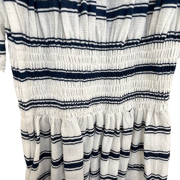 Faithfull the Brand White Navy Striped Off the Shoulder Mini Dress SZ 2 Coastal - Picture 8 of 12
